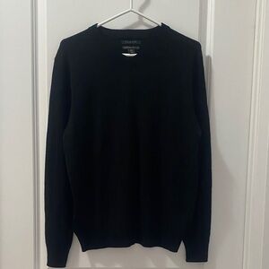 NWOT Tahari 100% Extrafine Merino Wool Classic Black Crewneck Sweater for Men.